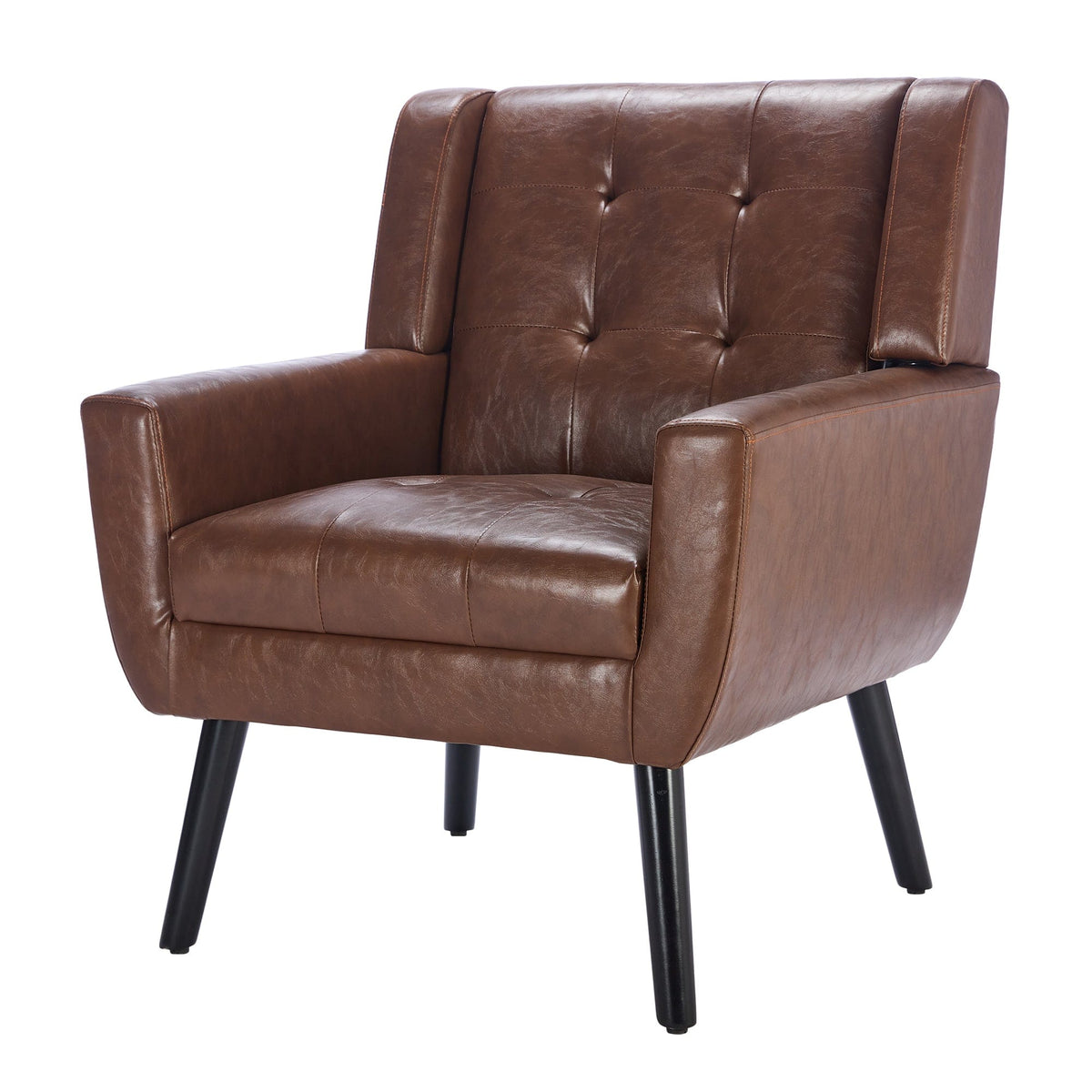 THE FURNITURE CO. Accent Chair Modern Soft Brown PU Leather Upholstered Accent Chair