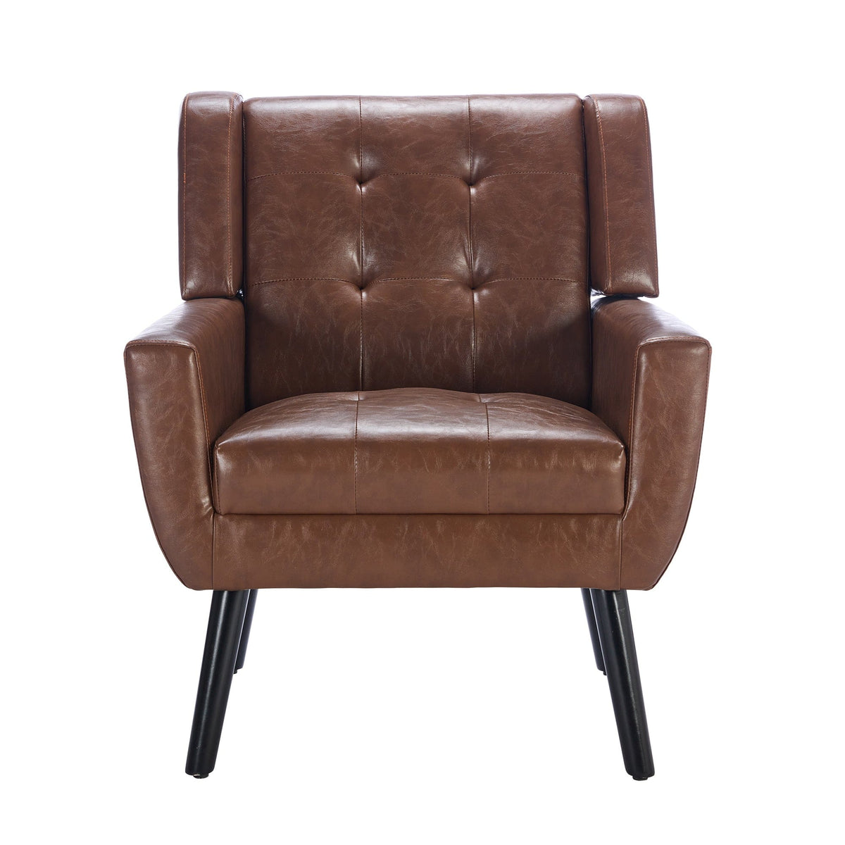 THE FURNITURE CO. Accent Chair Modern Soft Brown PU Leather Upholstered Accent Chair