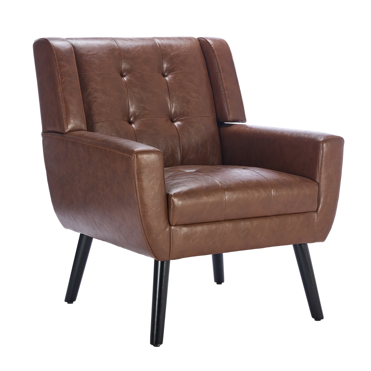 THE FURNITURE CO. Accent Chair Modern Soft Brown PU Leather Upholstered Accent Chair
