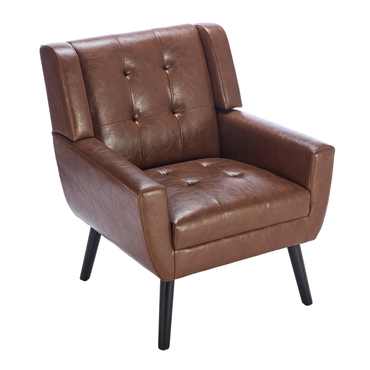 THE FURNITURE CO. Accent Chair Modern Soft Brown PU Leather Upholstered Accent Chair