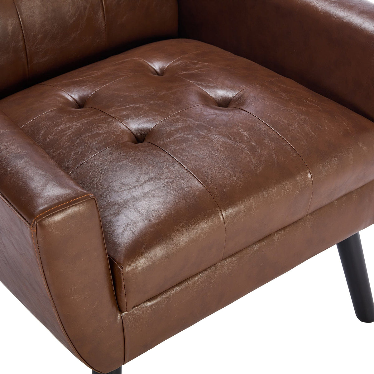 THE FURNITURE CO. Accent Chair Modern Soft Brown PU Leather Upholstered Accent Chair