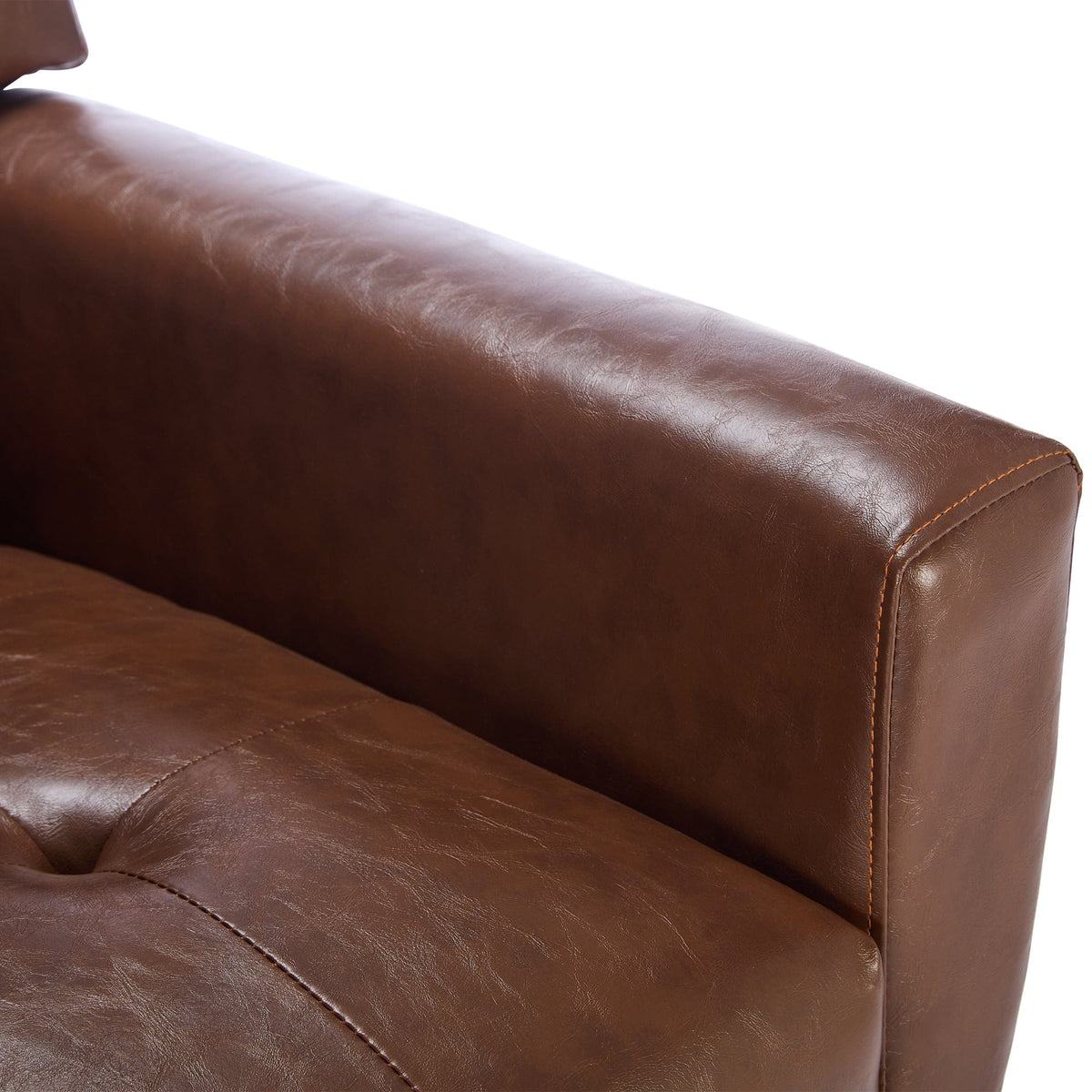 THE FURNITURE CO. Accent Chair Modern Soft Brown PU Leather Upholstered Accent Chair