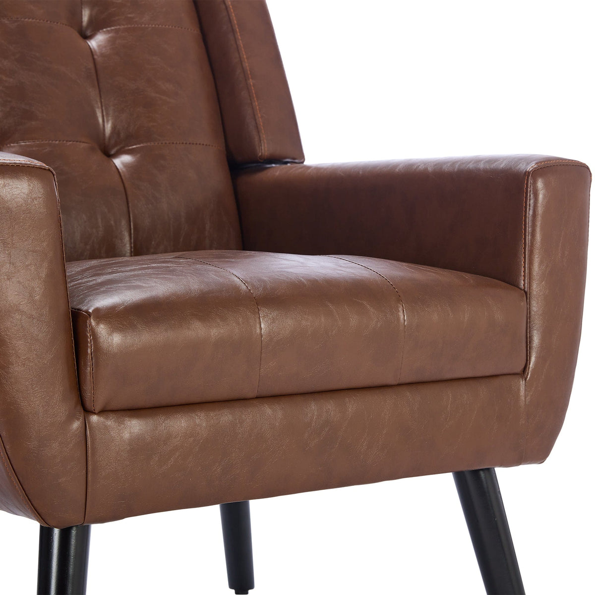 THE FURNITURE CO. Accent Chair Modern Soft Brown PU Leather Upholstered Accent Chair