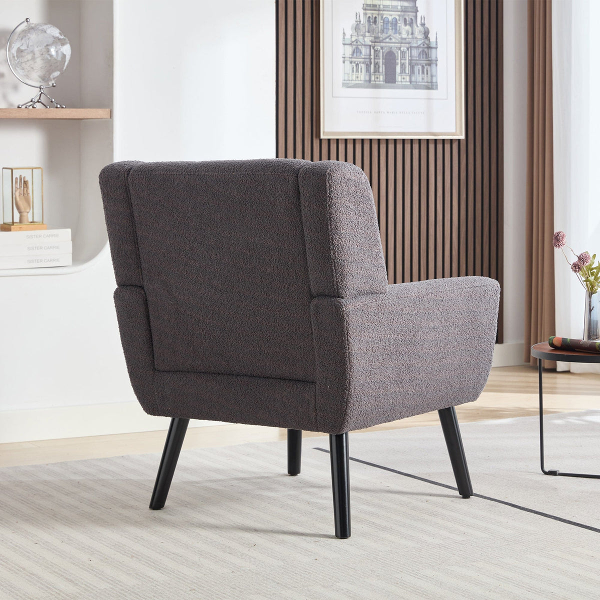 THE FURNITURE CO. Accent Chair Modern Soft Dark Gray Velvet Upholstered Accent Chair