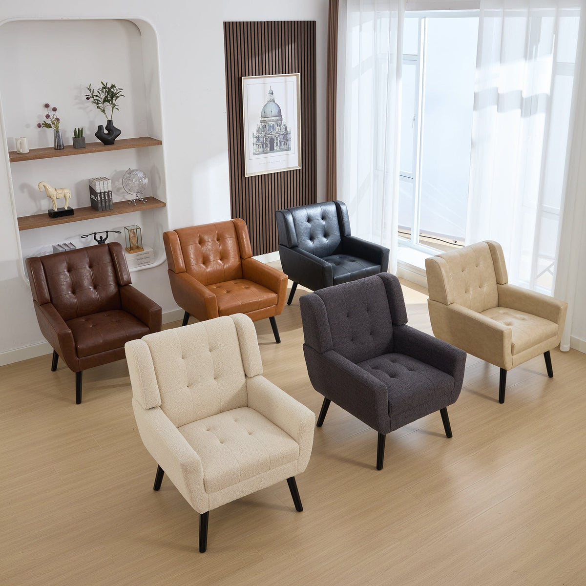 THE FURNITURE CO. Accent Chair Modern Soft Dark Gray Velvet Upholstered Accent Chair