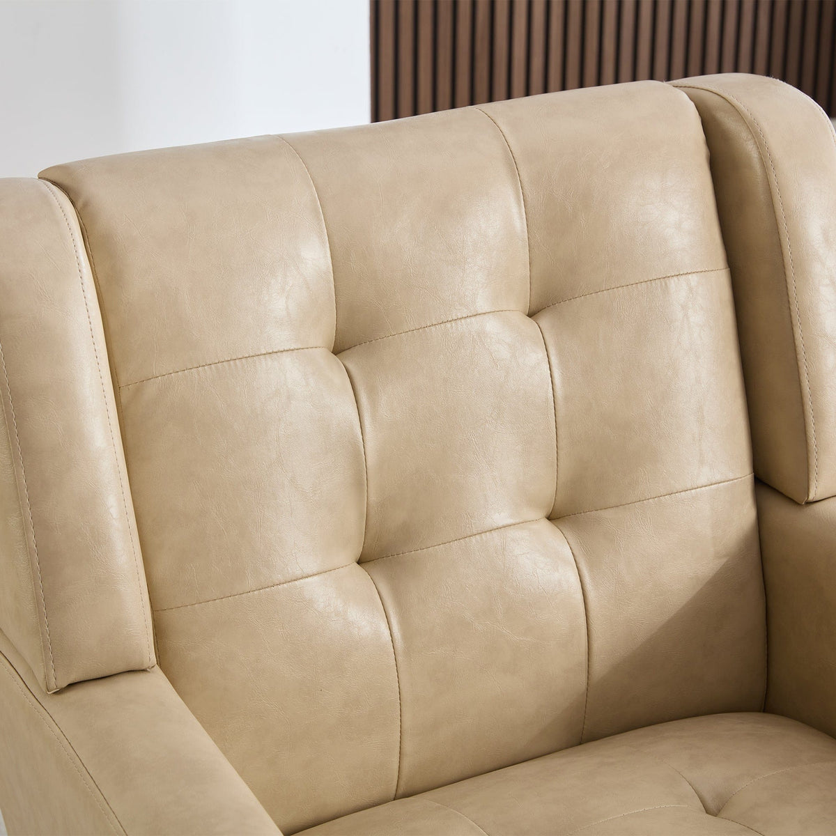 THE FURNITURE CO. Accent Chair Modern Soft Khaki Faux Leather Upholstered Accent Chair