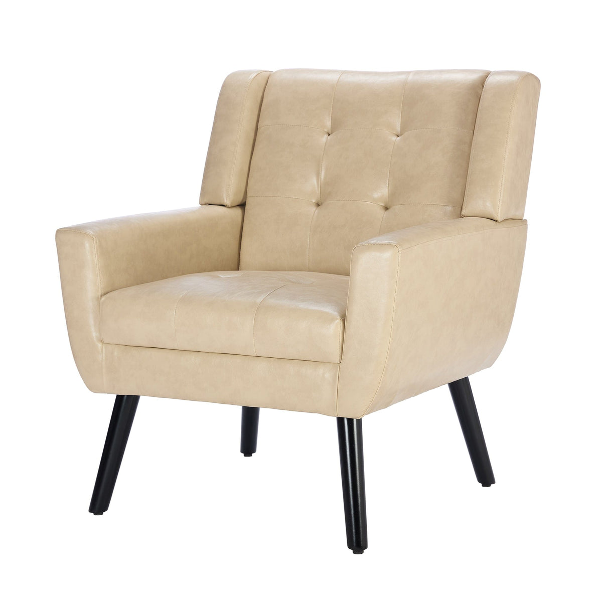 THE FURNITURE CO. Accent Chair Modern Soft Khaki Faux Leather Upholstered Accent Chair