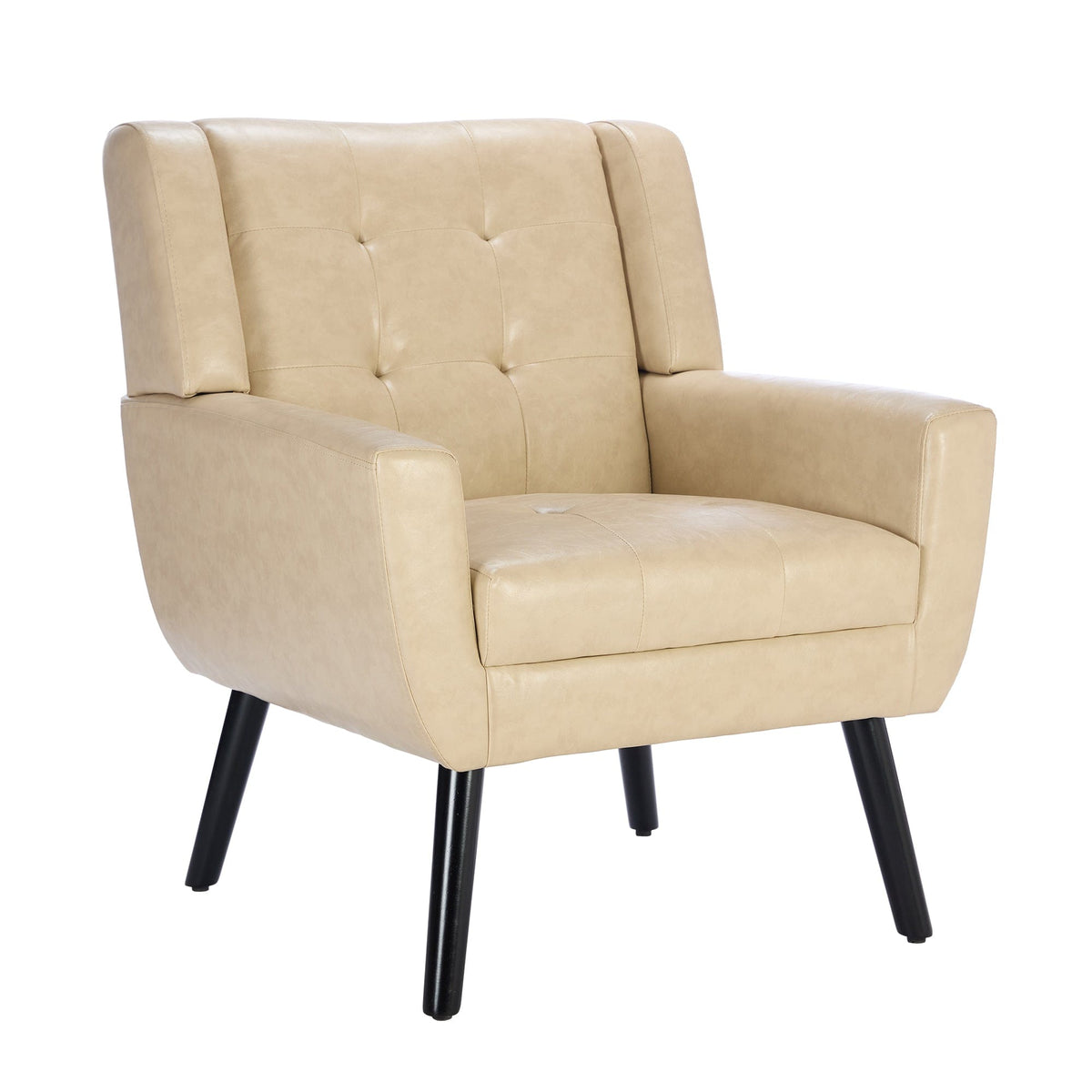 THE FURNITURE CO. Accent Chair Modern Soft Khaki Faux Leather Upholstered Accent Chair