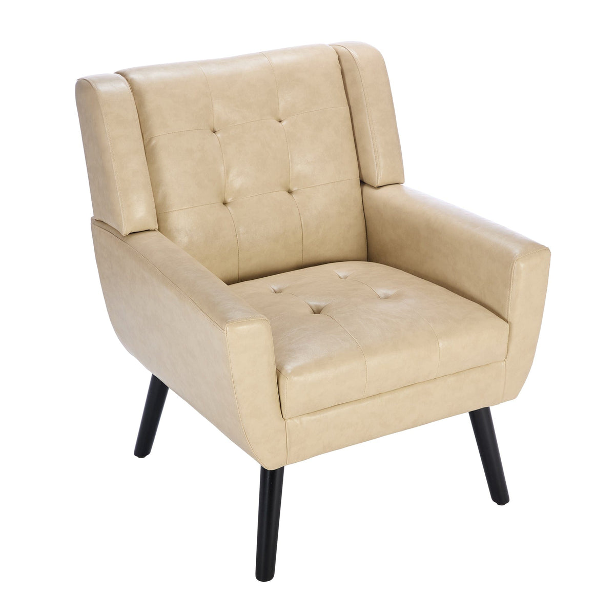 THE FURNITURE CO. Accent Chair Modern Soft Khaki Faux Leather Upholstered Accent Chair