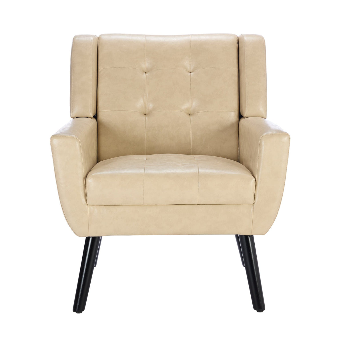 THE FURNITURE CO. Accent Chair Modern Soft Khaki Faux Leather Upholstered Accent Chair