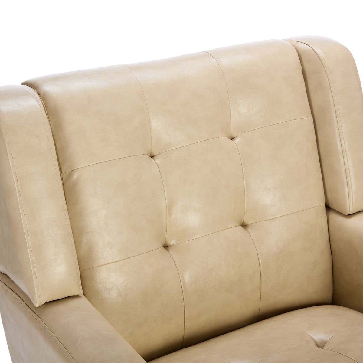 THE FURNITURE CO. Accent Chair Modern Soft Khaki Faux Leather Upholstered Accent Chair