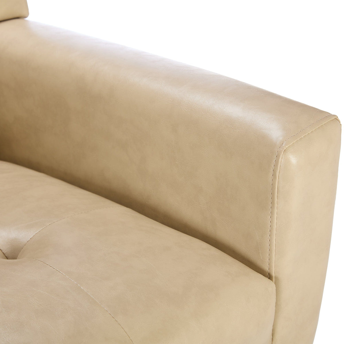 THE FURNITURE CO. Accent Chair Modern Soft Khaki Faux Leather Upholstered Accent Chair