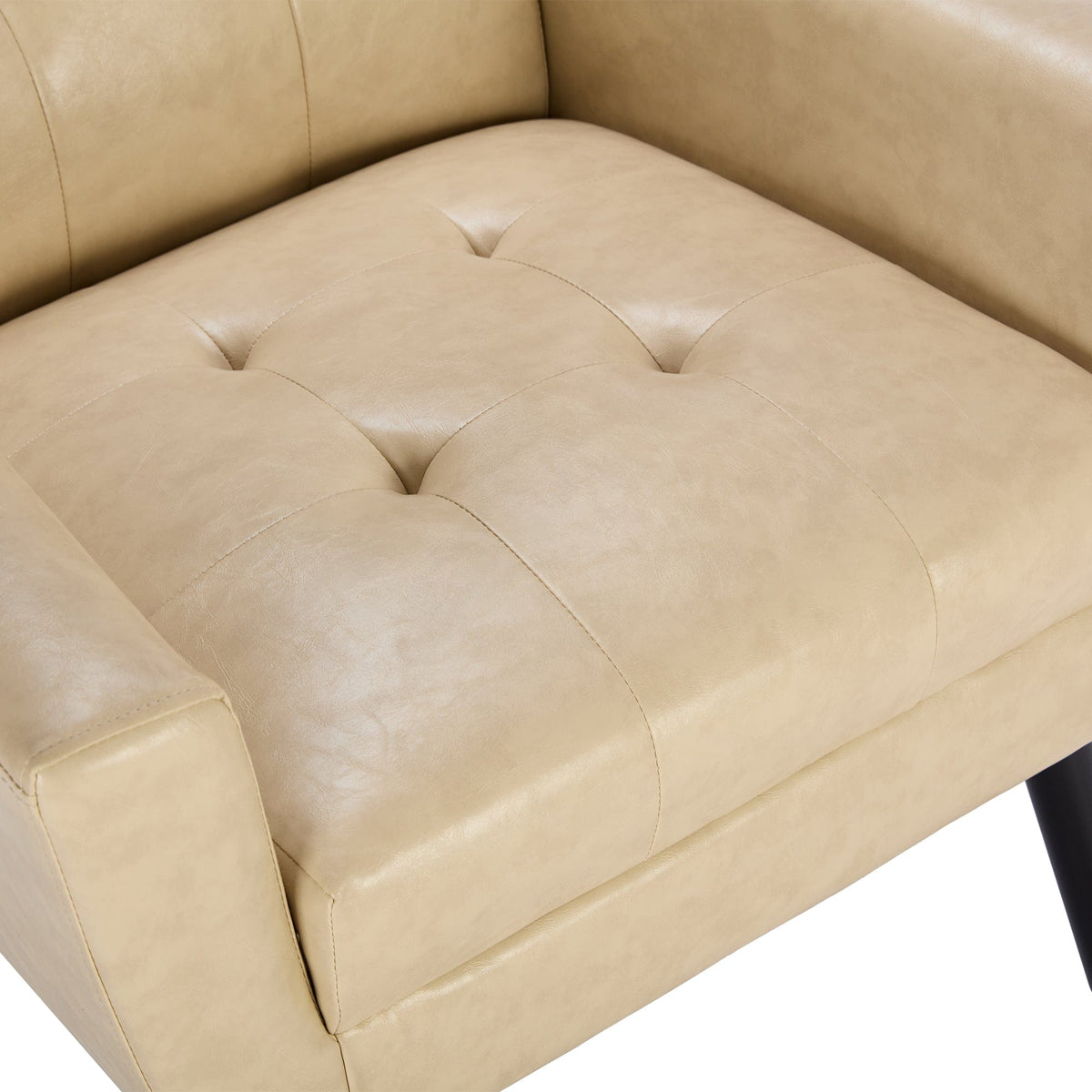 THE FURNITURE CO. Accent Chair Modern Soft Khaki Faux Leather Upholstered Accent Chair