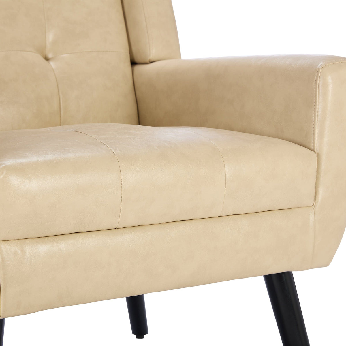 THE FURNITURE CO. Accent Chair Modern Soft Khaki Faux Leather Upholstered Accent Chair