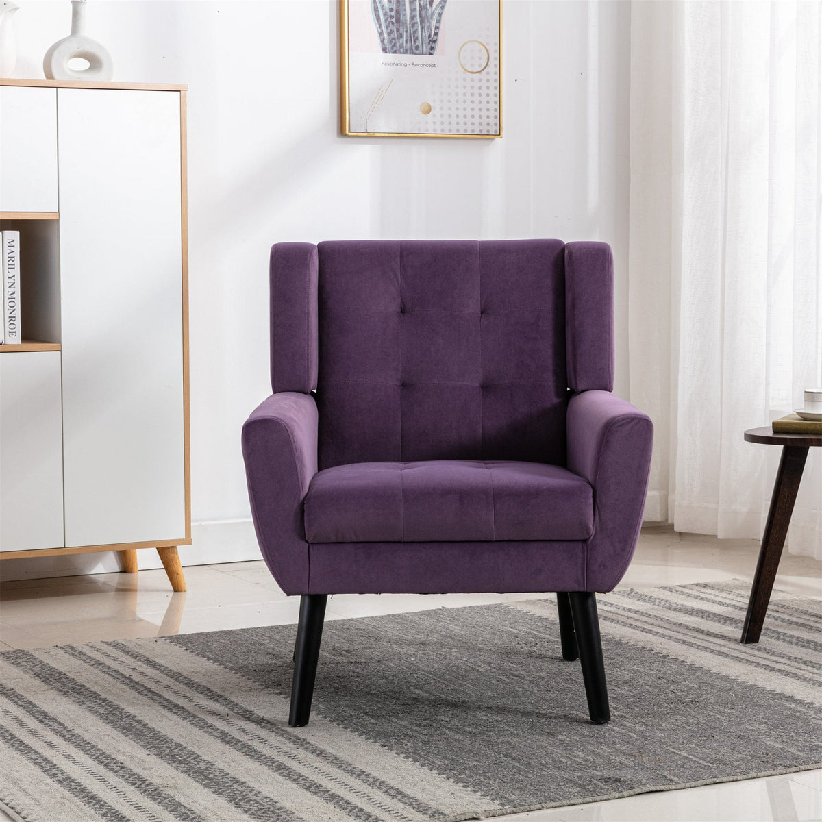 THE FURNITURE CO. Accent Chair Modern Soft Lavender Purple Velvet Accent Chair