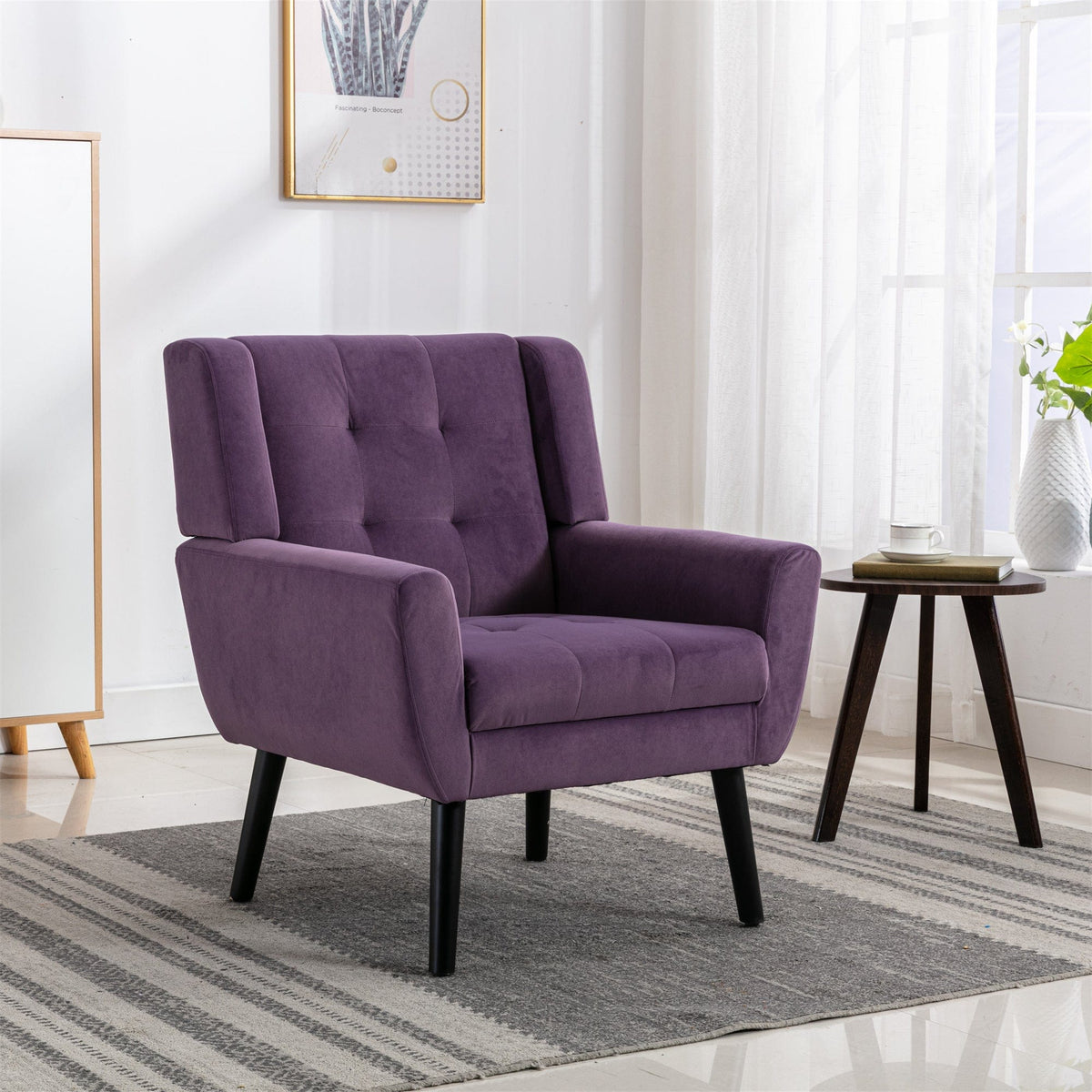 THE FURNITURE CO. Accent Chair Modern Soft Lavender Purple Velvet Accent Chair