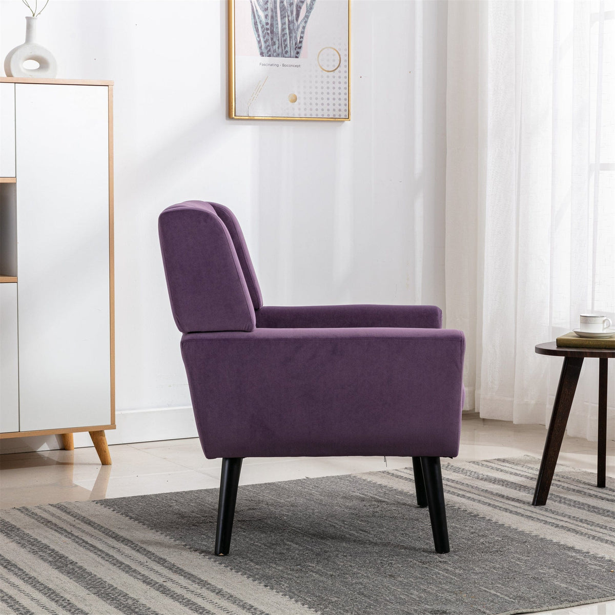 THE FURNITURE CO. Accent Chair Modern Soft Lavender Purple Velvet Accent Chair