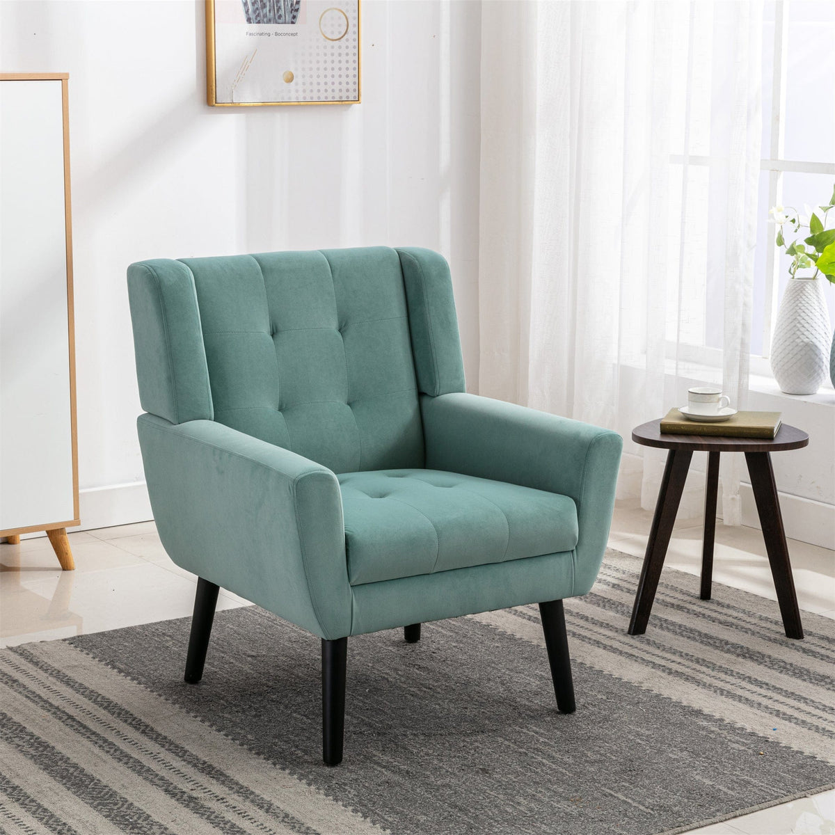 THE FURNITURE CO. Accent Chair Modern Soft Mint Green Velvet Accent Chair