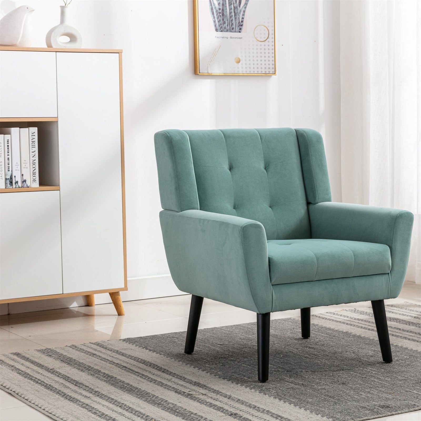 THE FURNITURE CO. Accent Chair Modern Soft Mint Green Velvet Accent Chair