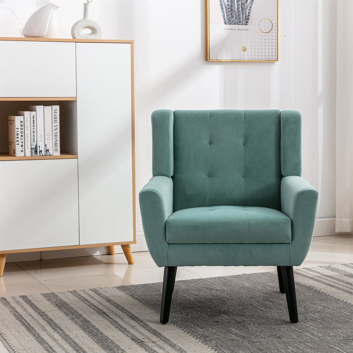 THE FURNITURE CO. Accent Chair Modern Soft Mint Green Velvet Accent Chair