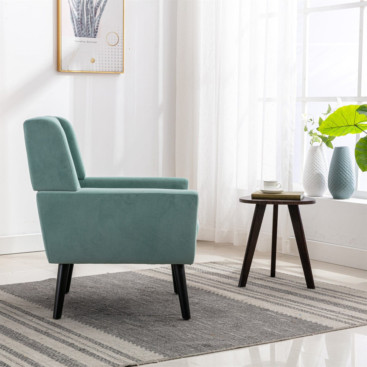 THE FURNITURE CO. Accent Chair Modern Soft Mint Green Velvet Accent Chair