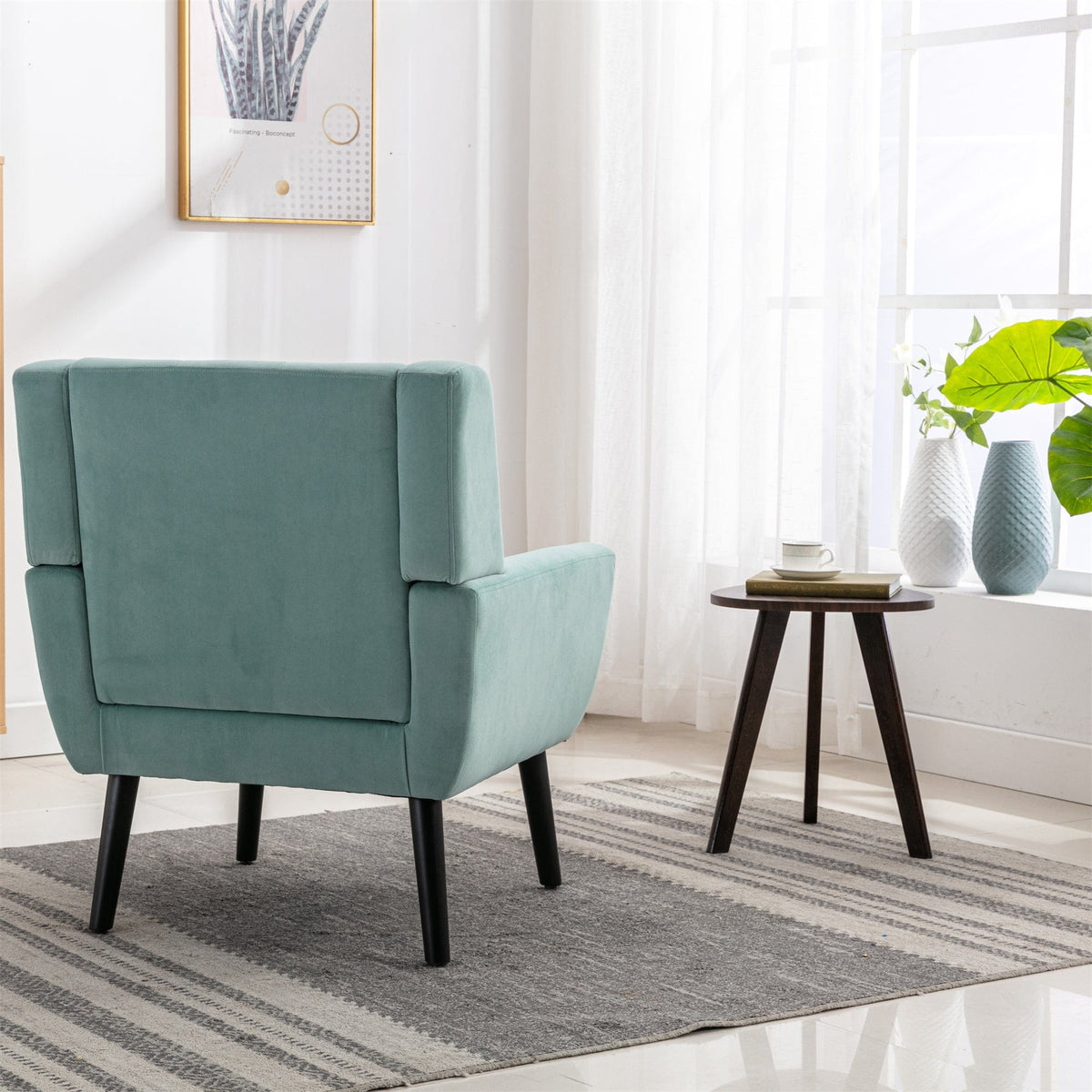 THE FURNITURE CO. Accent Chair Modern Soft Mint Green Velvet Accent Chair