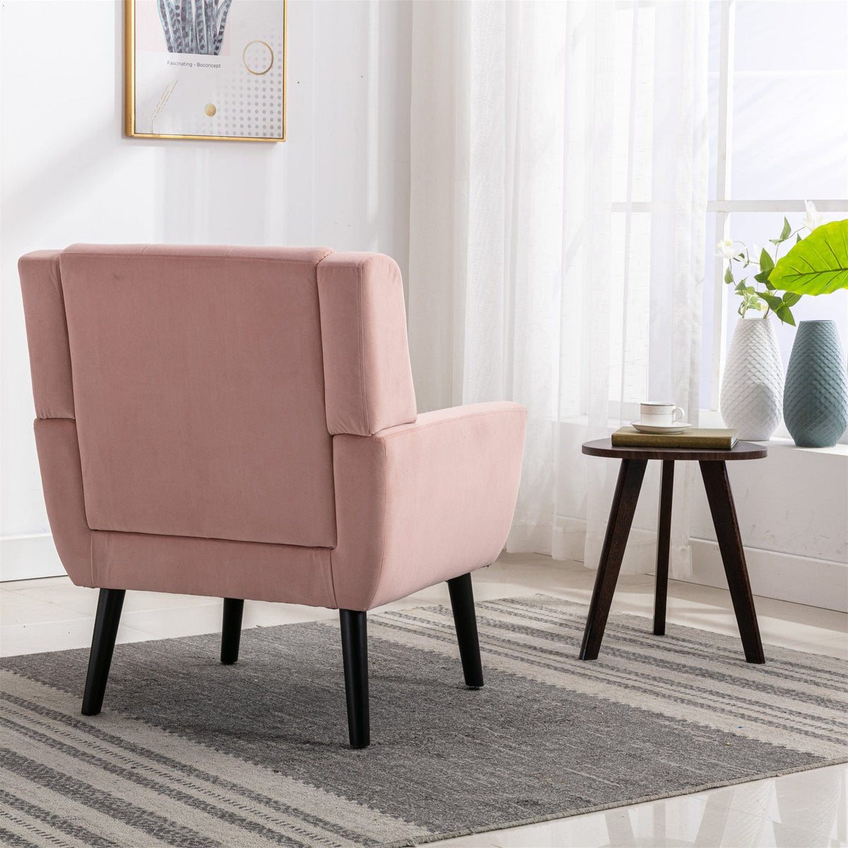 THE FURNITURE CO. Accent Chair Modern Soft Pink Velvet Upholstered Accent Chair