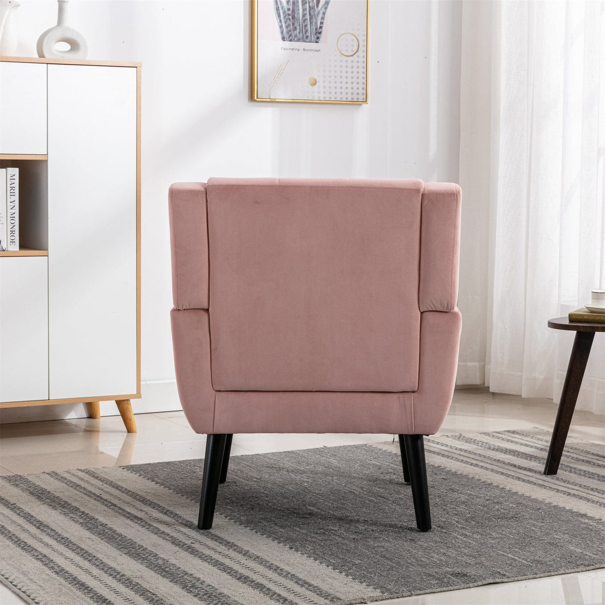 THE FURNITURE CO. Accent Chair Modern Soft Pink Velvet Upholstered Accent Chair