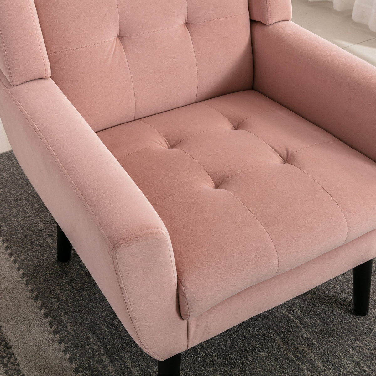 THE FURNITURE CO. Accent Chair Modern Soft Pink Velvet Upholstered Accent Chair