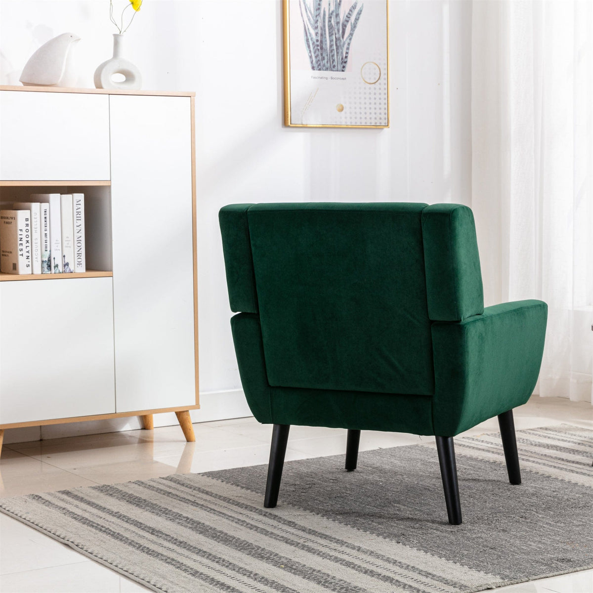 THE FURNITURE CO. Accent Chair Modern Soft Retro Green Velvet Accent Chair