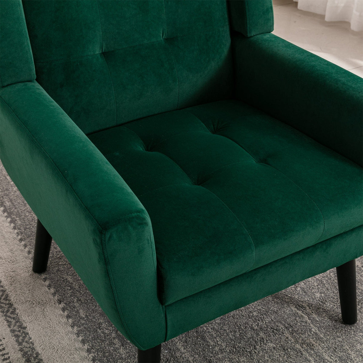THE FURNITURE CO. Accent Chair Modern Soft Retro Green Velvet Accent Chair