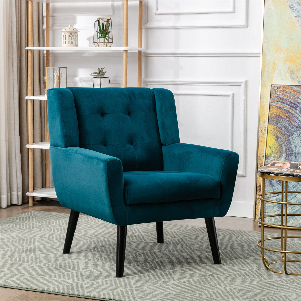 THE FURNITURE CO. Accent Chair Modern Soft Teal Velvet Upholstered Accent Chair