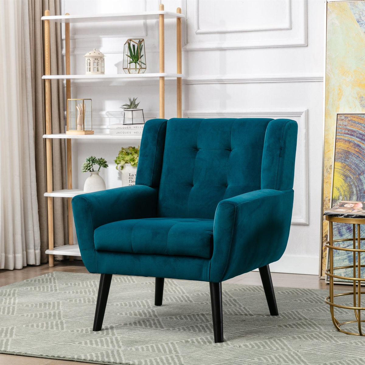 THE FURNITURE CO. Accent Chair Modern Soft Teal Velvet Upholstered Accent Chair