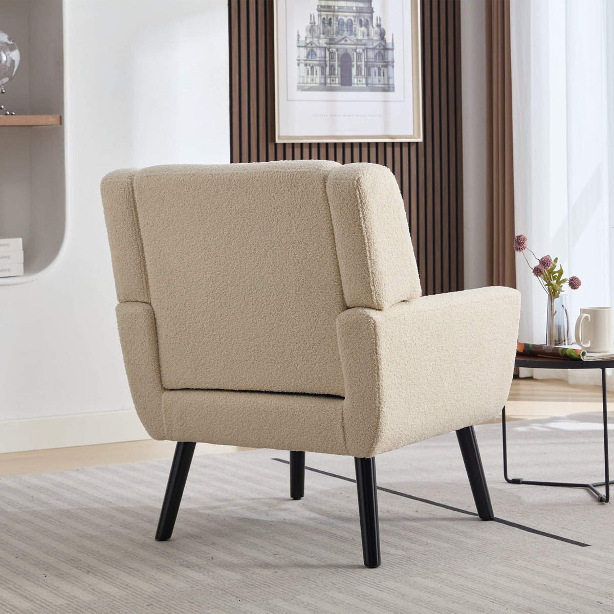 THE FURNITURE CO. Accent Chair Modern Soft White Velvet Upholstered Accent Chair