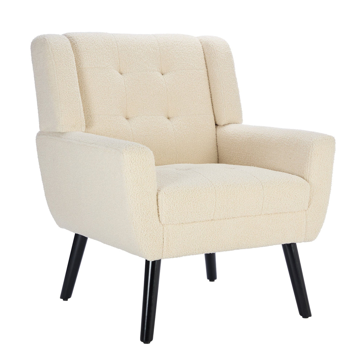 THE FURNITURE CO. Accent Chair Modern Soft White Velvet Upholstered Accent Chair