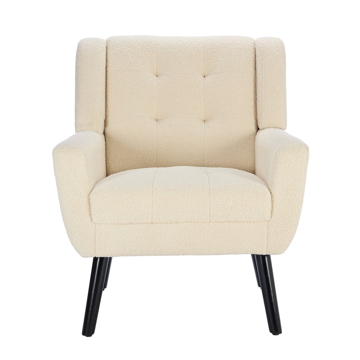 THE FURNITURE CO. Accent Chair Modern Soft White Velvet Upholstered Accent Chair