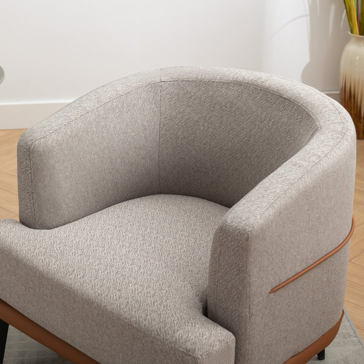 THE FURNITURE CO. Accent Chair Modern Two-Tone Barrel Chair In Tan