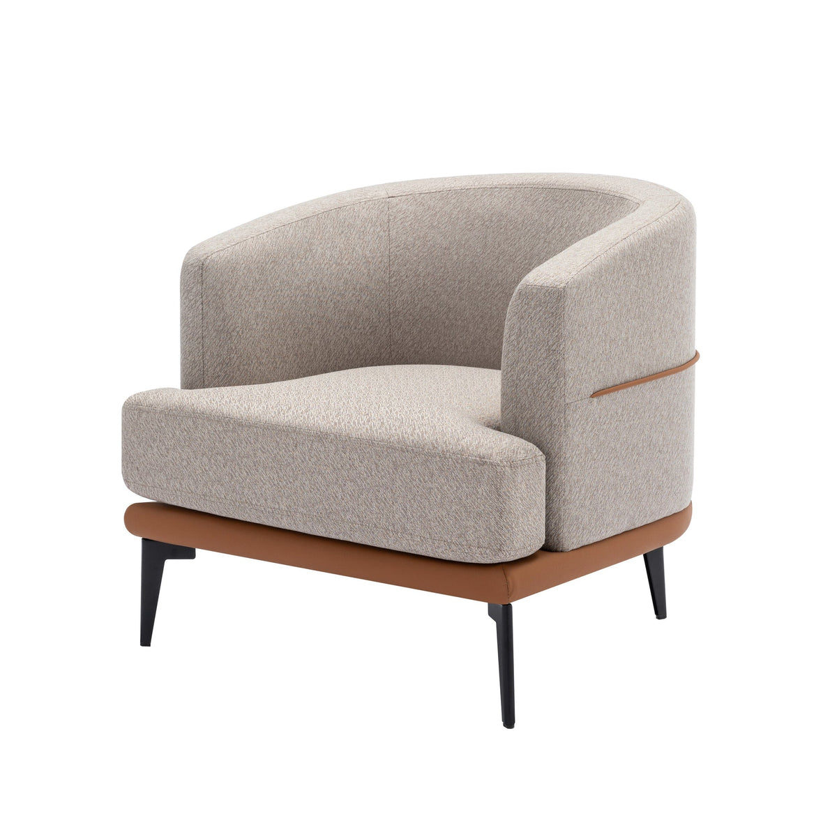 THE FURNITURE CO. Accent Chair Modern Two-Tone Barrel Chair In Tan