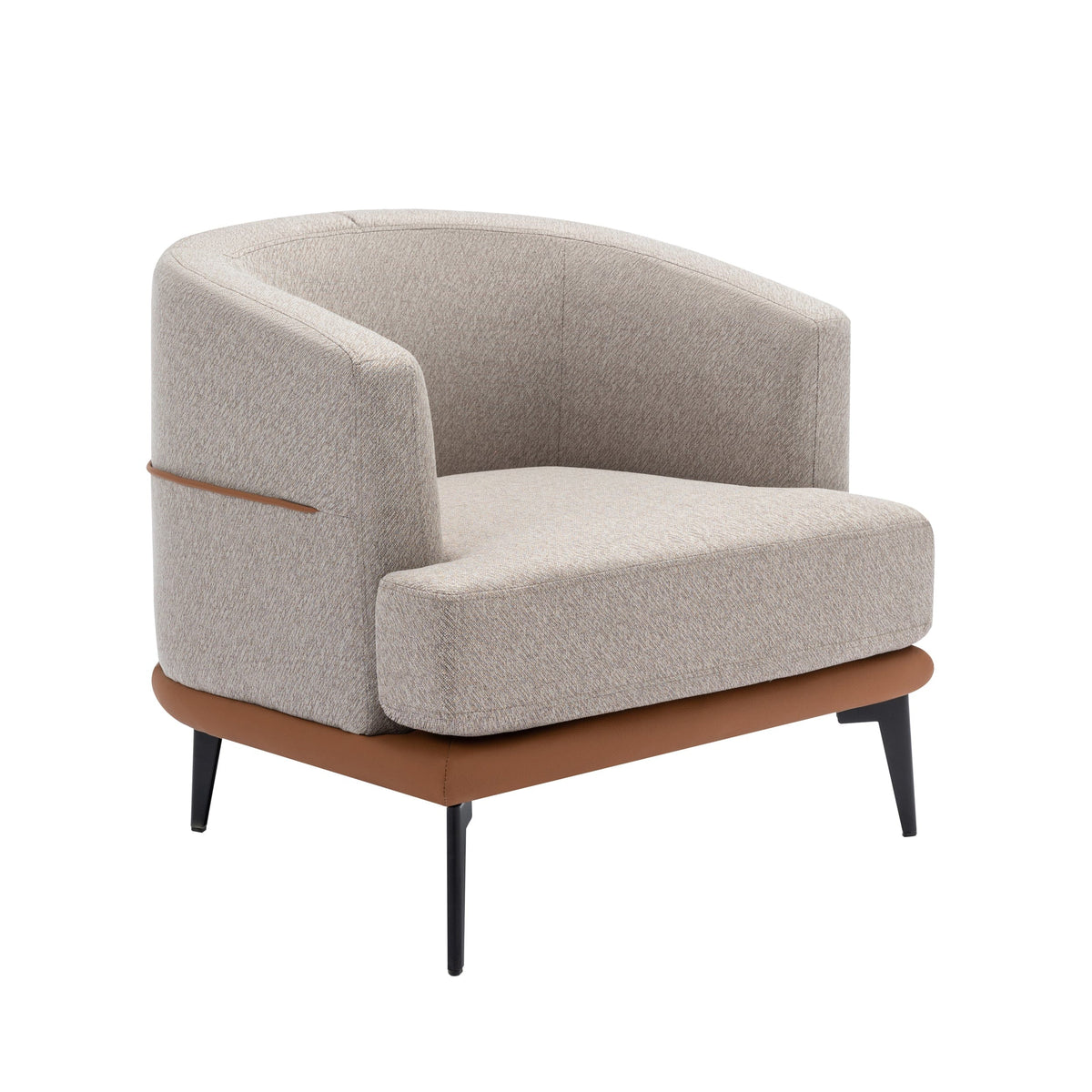 THE FURNITURE CO. Accent Chair Modern Two-Tone Barrel Chair In Tan
