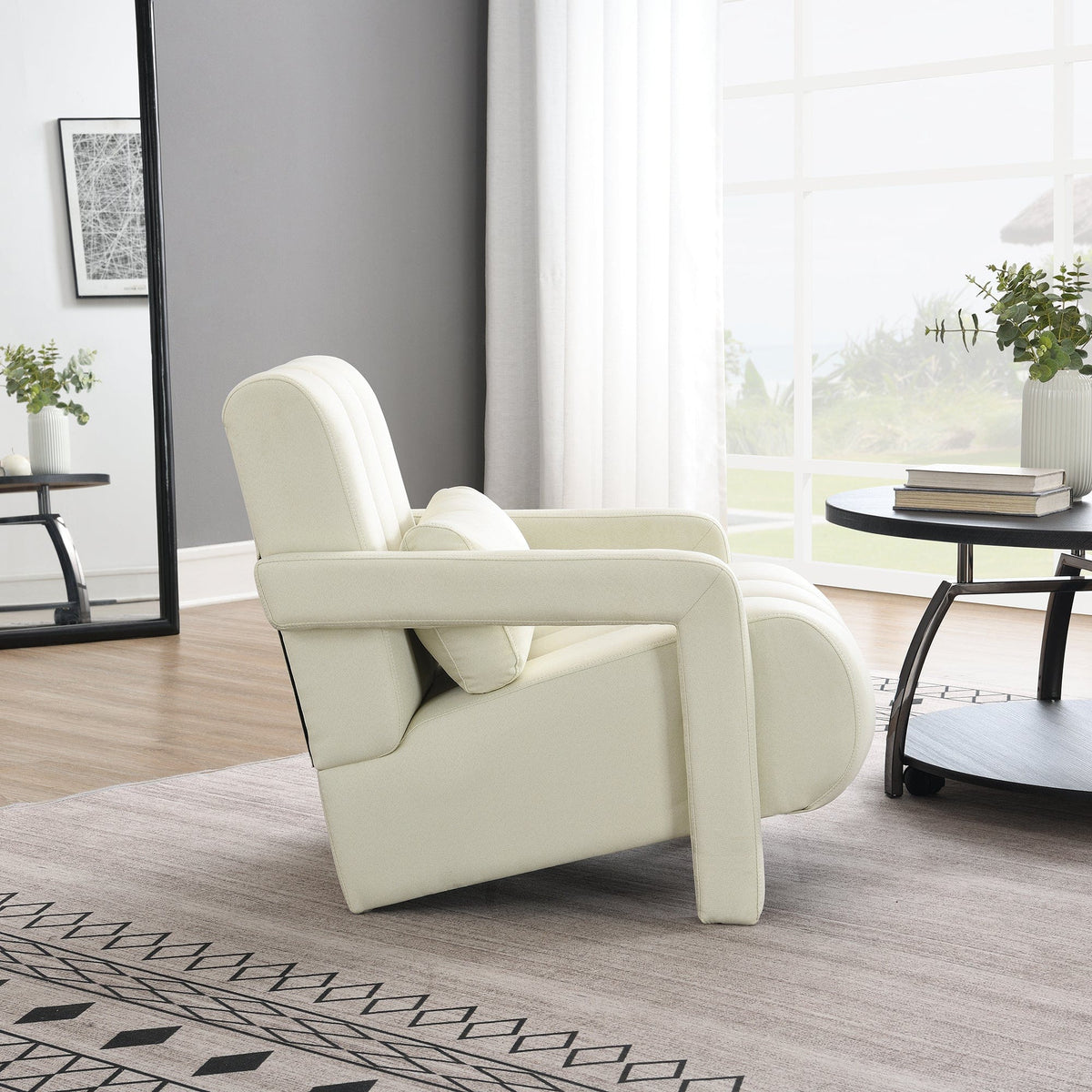 THE FURNITURE CO. Accent Chair Modern Upholstered Accent Chair In Beige