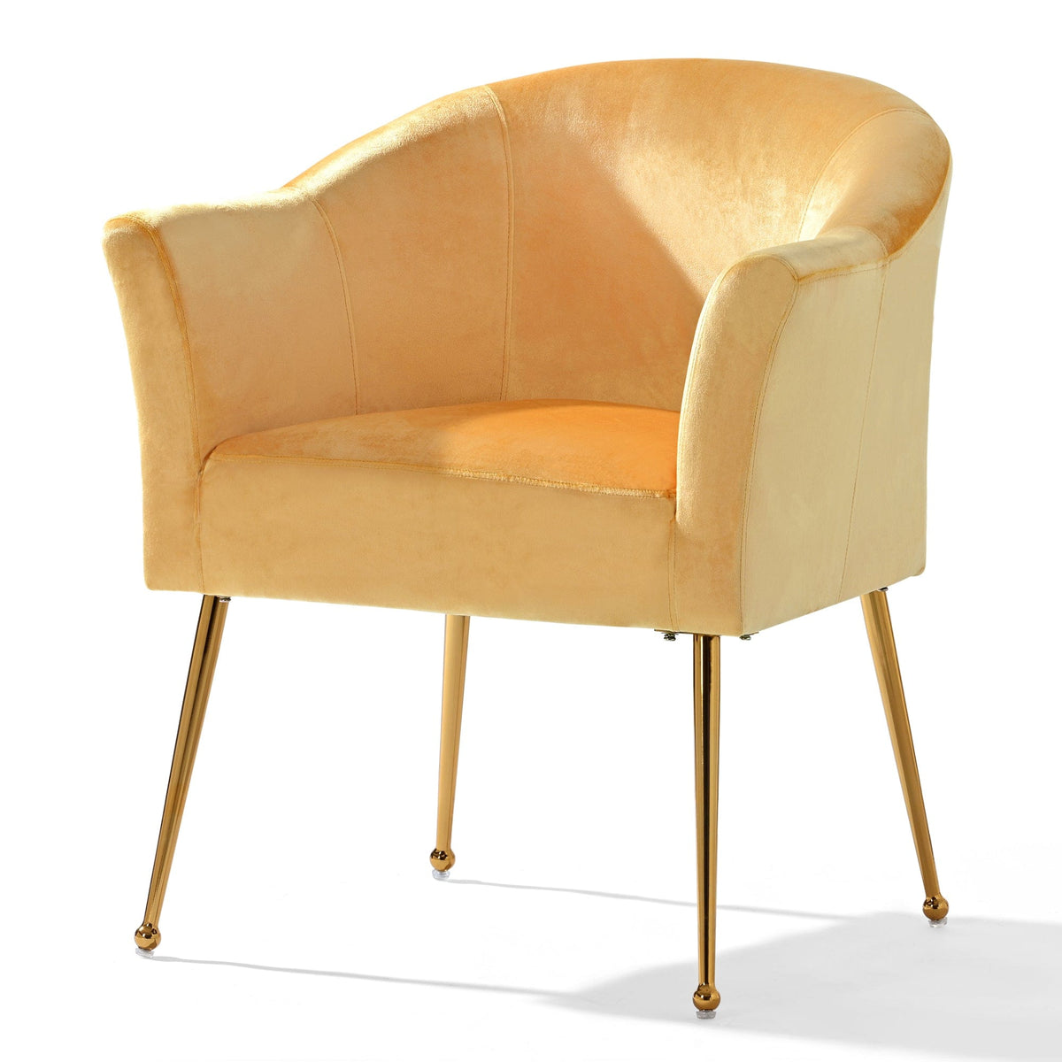 THE FURNITURE CO. Accent Chair Modern Yellow Italian Velvet Armchair with Gold Metal Legs
