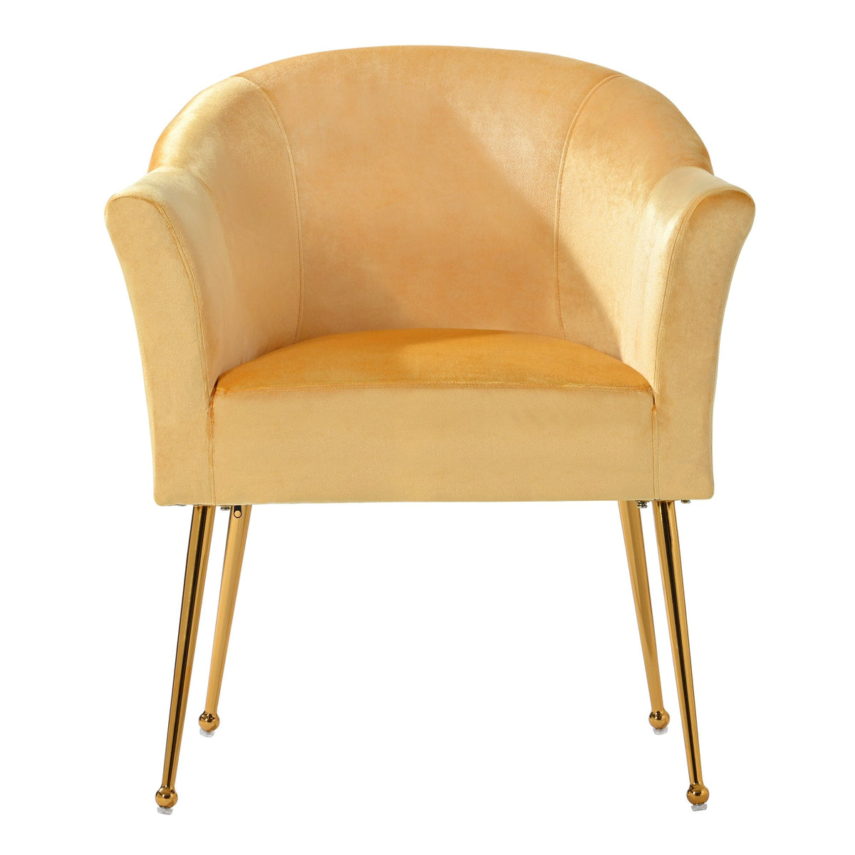 THE FURNITURE CO. Accent Chair Modern Yellow Italian Velvet Armchair with Gold Metal Legs