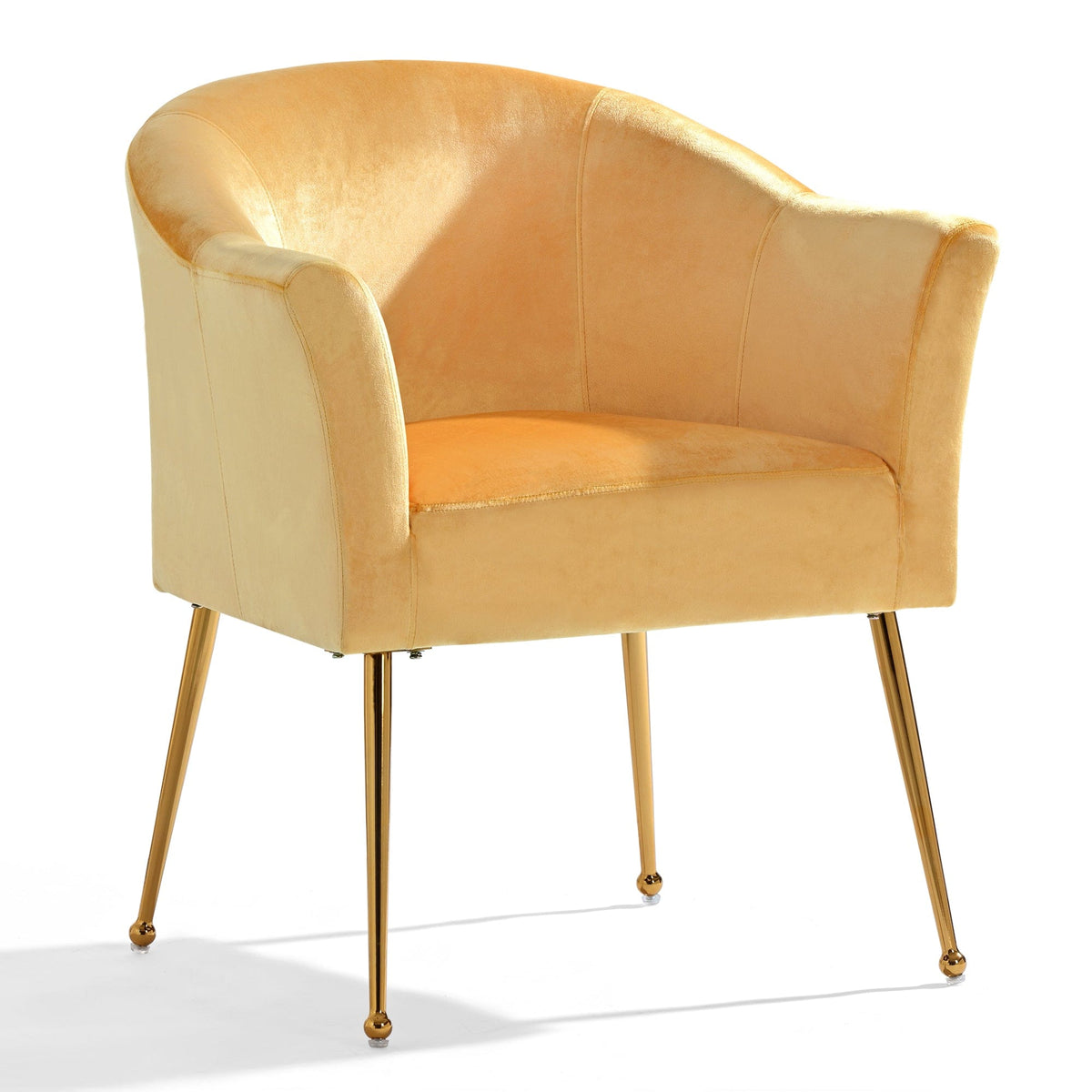 THE FURNITURE CO. Accent Chair Modern Yellow Italian Velvet Armchair with Gold Metal Legs