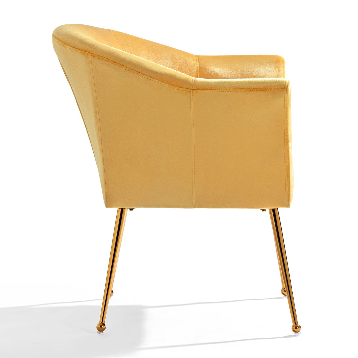 THE FURNITURE CO. Accent Chair Modern Yellow Italian Velvet Armchair with Gold Metal Legs
