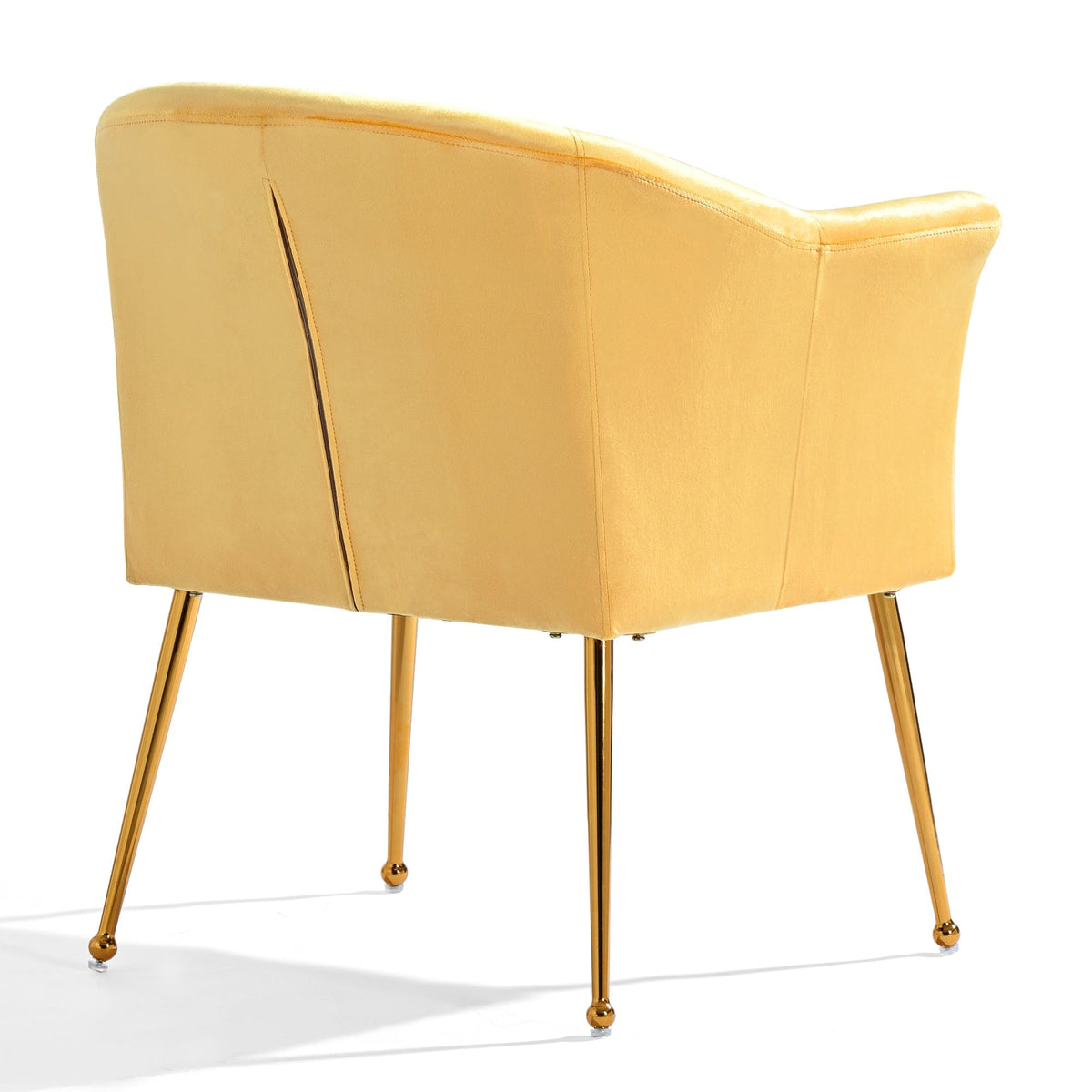 THE FURNITURE CO. Accent Chair Modern Yellow Italian Velvet Armchair with Gold Metal Legs