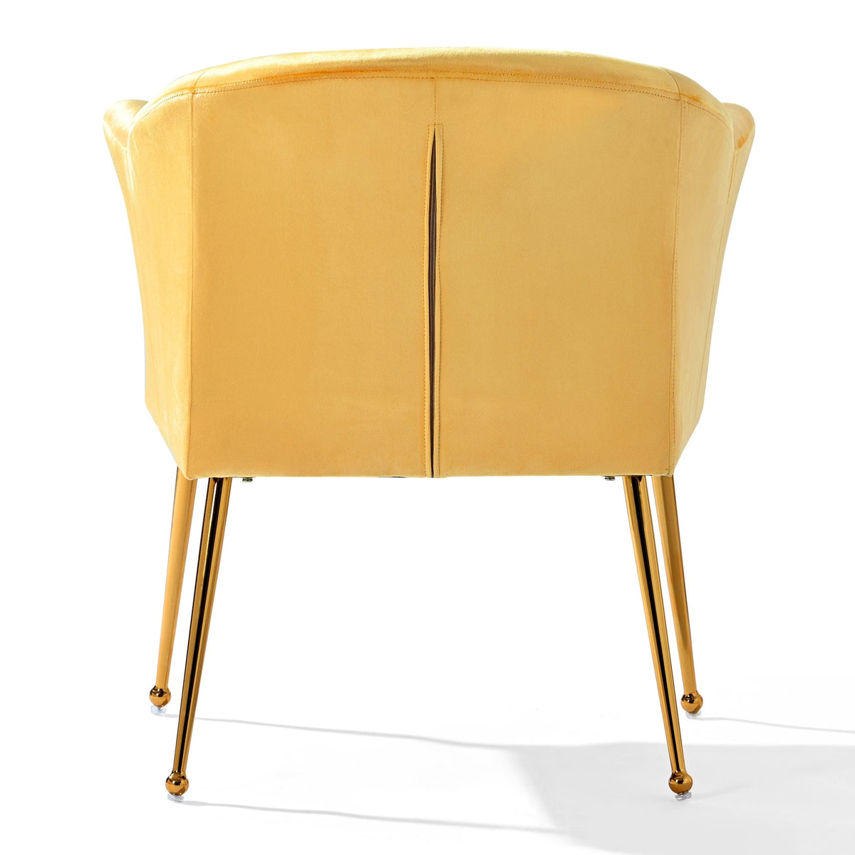 THE FURNITURE CO. Accent Chair Modern Yellow Italian Velvet Armchair with Gold Metal Legs