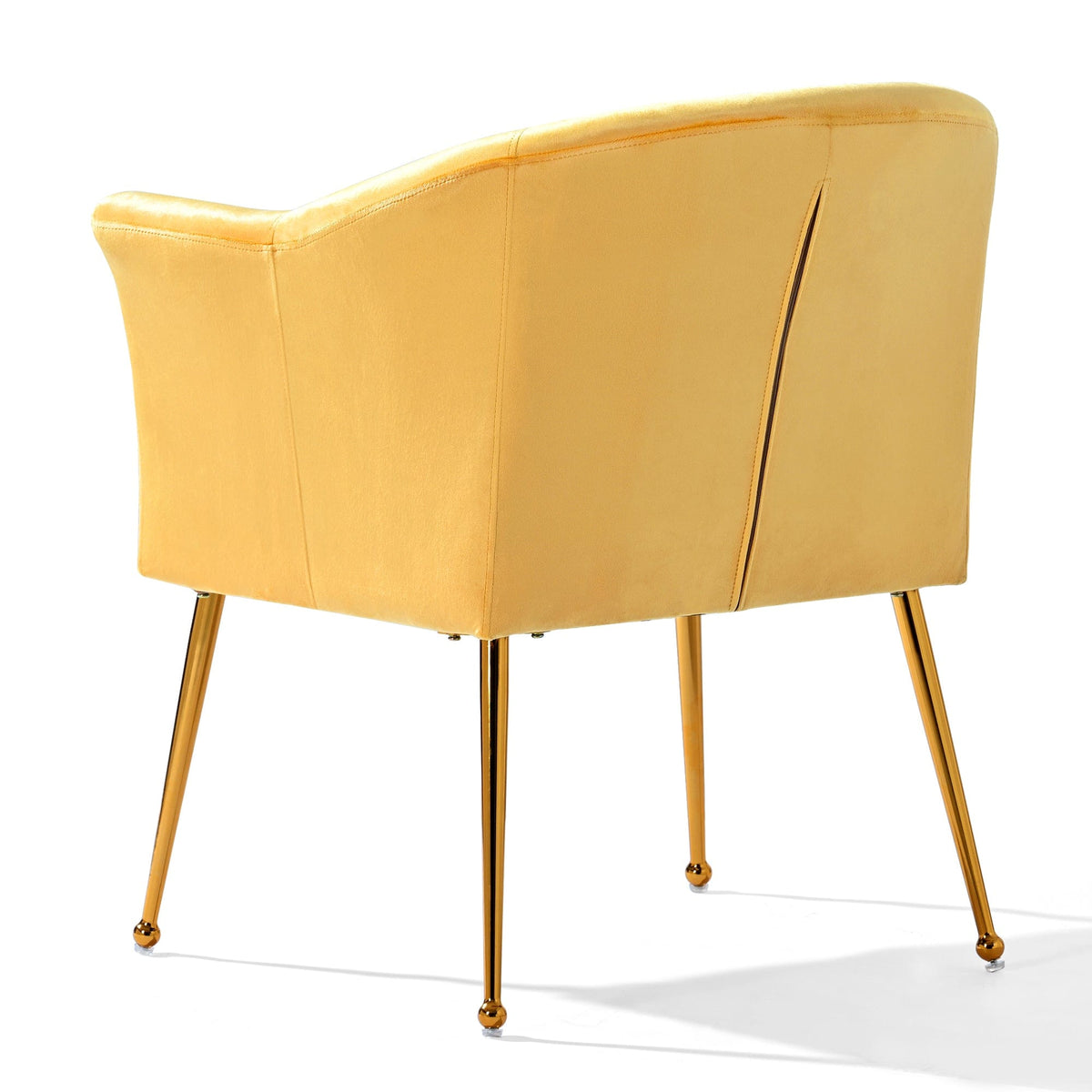 THE FURNITURE CO. Accent Chair Modern Yellow Italian Velvet Armchair with Gold Metal Legs