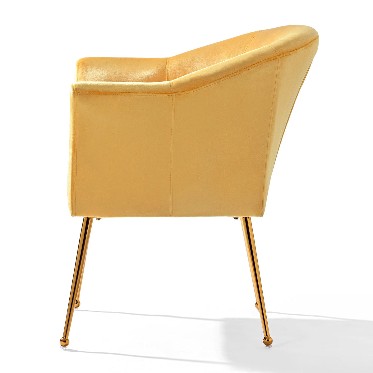 THE FURNITURE CO. Accent Chair Modern Yellow Italian Velvet Armchair with Gold Metal Legs