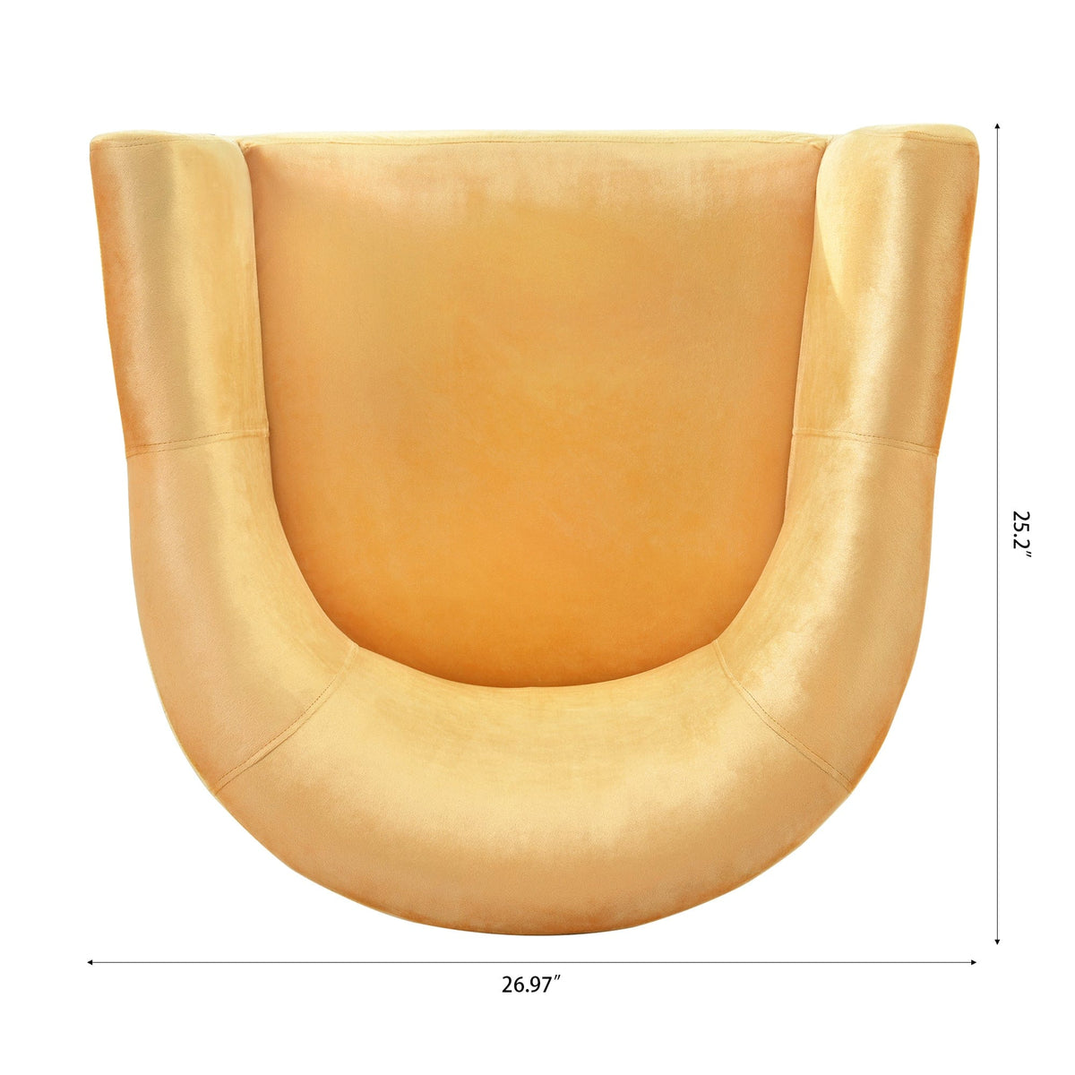 THE FURNITURE CO. Accent Chair Modern Yellow Italian Velvet Armchair with Gold Metal Legs