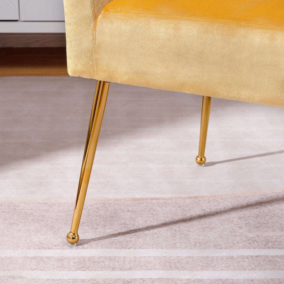 THE FURNITURE CO. Accent Chair Modern Yellow Italian Velvet Armchair with Gold Metal Legs